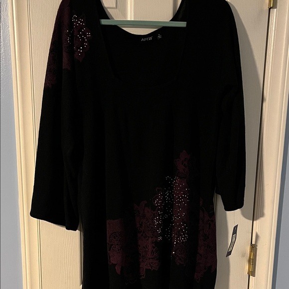 Apt. 9 Elegant Black and Purple Blouse - Picture 1 of 7
